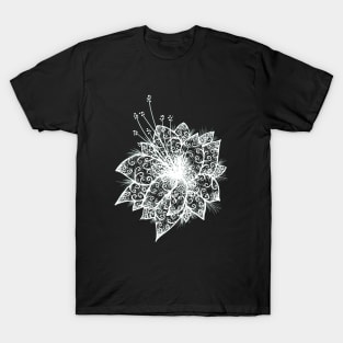 White Orchid Lineart T-Shirt